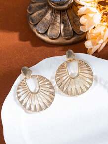 1pc Women's Popular Fashionable Bohemian Exaggerated Geometric Round Pendant Earrings, Jewelry Gift For Wedding, Engagement, Party