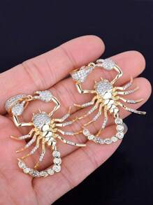 Fashion Punk Hip Hop Rhinestones Zirconia Animal Scorpion Pendant Necklace For Men/Women Jewelry Accessories Cool Fashion Men's Necklace Rock Biker Anniversary Party Gift - Gold - View 3