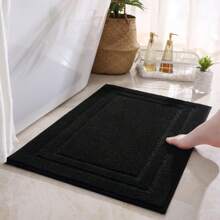1pc/3pcs Soft Thick Flocked Absorbent Anti-Slip Bath Mat Rug Set, Washable Bedroom/Living Room/Bathroom Carpet Mats, For All Seasons - Black - View 14