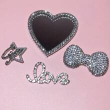 4pcs/Set Luxury Bling Rhinestone Bowknot Metal Hollow Faux Pearl Star Heart Shaped Mirror With Rhinestone Love Junk Phone Case Laptop Scrapbook Makeup Box Hair Clip Water Bottle Decoration Charms Accessories Kawaii Y2K Girls DIY Crafts Ornament