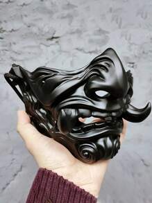 1 件面具魔鬼武士歌舞伎般若魔鬼半脸面具角色扮演魔鬼般若面罩般若鬼半脸罩胖鬼脸獠牙面具 - 彩色 - 查看 7