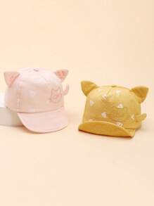 Spring New Cartoon Cat Ear Print Baby Sun Hat, Travel & UV Protection Hat - Multicolor - View 1