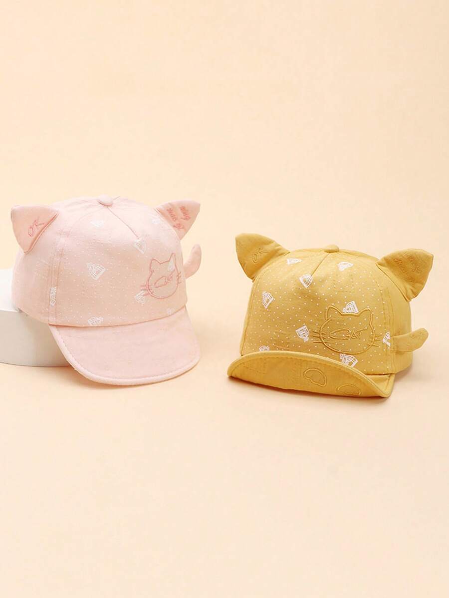 Spring New Cartoon Cat Ear Print Baby Sun Hat, Travel & UV Protection Hat - Multicolor - View 1