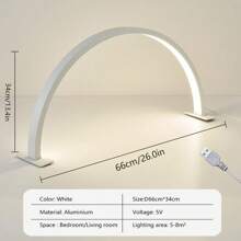 1Piece 40/56/66cm Length Modern LED Table Lamp, Half Moon Light For Nail Desk, Nail Lamp LED Office Embroidery Peripheral Fill Light USB Plug Beauty Salon Work Light - white light - View 14