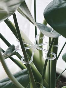 4pcs Adjustable Plant Support Clips - Sturdy Transparent & Green Vine Trellis For Upright Growth, Secure Stem Holders With Easy Installation And Reusable Design