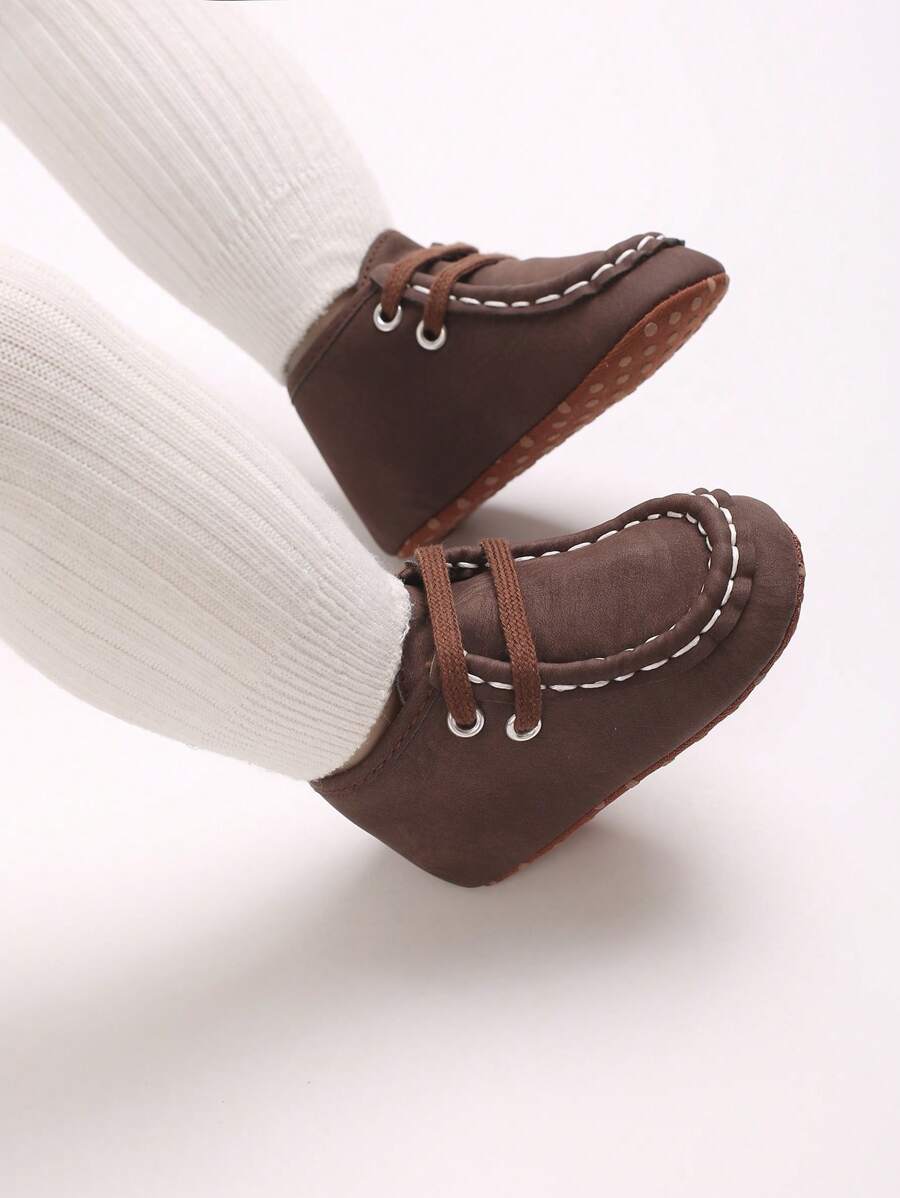 Infant Easy On/Off Lace-Up Sneakers, Fashionable Casual Sports Shoes For Infant Boys And Girls - Brown - View 1