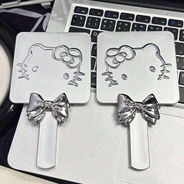 1pc Sanrio Cartoon Hello Kitty Handheld Mirror Girl Square Shape Desktop Cosmetic Portable Kawaii Makeup Mirror Girl Birthday Gift, Wedding Souvenir, Graduation Season Gift, Senior Portable Makeup Mirror Girl Heart Small Mirror Handheld Makeup Mirror,Diy Gifts
