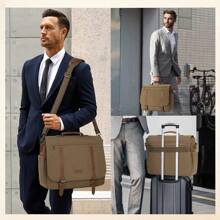 Messenger Bag Men 15.6 Inch Laptop Bag Vintage Canvas Briefcase Retro Work Computer Bag Large Shoulder Bag Water Resistant Cross-Body Satchel Bag For Business Office College Travel Hand Bag - Multicolor - View 5