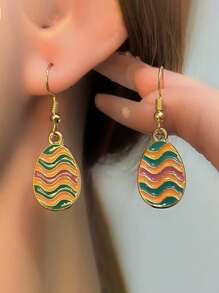 1 Pair Of Cute Handicrafts Vintage Style Easter Bunny Easter Egg Earrings Holiday Gift Selection