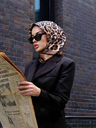 1 st damers bohemisk stil leopardmönster bandanahalsduk, gatufri solskyddande huvudbonad, lämplig för vardagsbruk och klänning