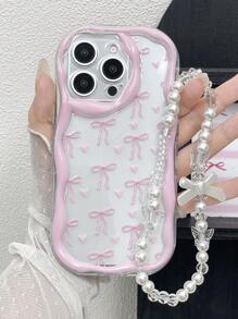 1pc Fashion Bow Print Thick Shockproof Phone Case, Compatible With IPhone 11/12/13/14 & 11 Pro Max/12 Pro Max/13 Pro Max/14 Pro Max, XR, 15/15 Pro/15 Pro Max, Galaxy A05/A15/A25/A35/A53/A54/A55/S23/S24, With Lanyard Waterproof Anti-Fall Scratch Resistant - Multicolor - View 5