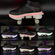 preyrocbirds Scarpe con rotelle, Pattini a rotelle per Bambini, Pattini LED Luce per Ragazzi e Ragazze, Scarpe con Automatiche Rotelle Retrattile, Outdoor Multisport Scarpe da Skateboard