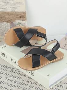 1 Pair New Girls Casual Sandals And Boys Beach Shoes, Fashion Soft Bottom Summer Shoes For Toddler/Little Kids - Black - View 3