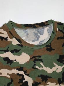 女士圆领休闲夏季迷彩印花短袖T恤