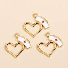 10pcs Cartoon Medical Theme Enamel Metal Nurse Outfit, Nurse Cap, Stethoscope, Syringe, Thermometer Charms For DIY Crafts, Nurse's Day, Key Chain, Earrings, Jewelry Gifts