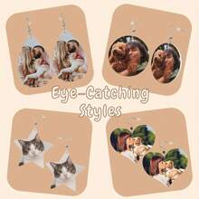 定制耳环独特的 PU 皮革耳环可个性化定制您的文字/照片，作为周年纪念、婚礼、母亲节、生日礼物送给女性 - 彩色 - 查看 2