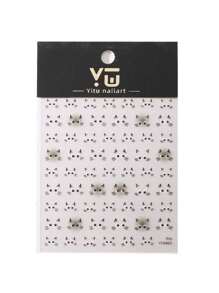 1 pieza Calcomanía de arte de uñas de gato plano, ojo grande Kawaii, calcomanía autoadhesiva para decoración de uñas