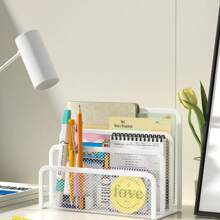 ペーパートレイ ノートブックスタンドラック デスク 3層 ブラックメタル アイアンメッシュホルダー マガジンドキュメントファイルブックラックオーガナイザー オフィス用 - 2個-白 - チェックする 5