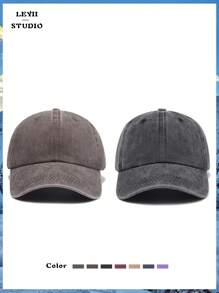 2 件装复古风格纯色干净休闲棒球帽,男女通用情侣帽,节日礼物可调节软顶防晒运动帽适合户外海滩度假和日常生活穿着 - 多色 - 查看 23