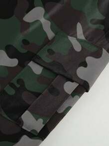 1pc Tween Boys Casual Sports Outdoor Hook And Loop Pocket Letter Decor Straight Leg Cargo Pants, Spring & Autumn - Multicolor - View 5