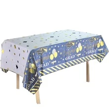 [1 Pc] 2005 Graduation Party Tablecloth, Plastic Material With Graduation Cap And Diploma Pattern Design, Suitable For College And High School Celebration Events, Graduation Party Decor - Multicolor - View 3