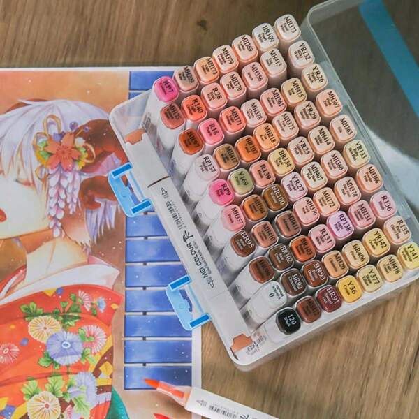 12 Color MEICLOUR Double Headed Oil Mark Pen, Professional Drawing Tool For Anime Hand Drawing, Soft Head High Color Set For Student Art Students, High Cost Performance, No Color Fading Back To School