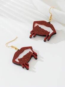 1 Pair Gothic Style Black Lip Pendant Earrings For Women