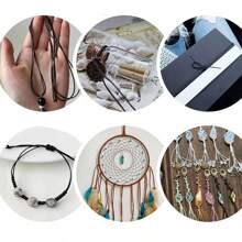 10m 0.5-2mm Black Wax Line PU Leather Cord, Handmade DIY Necklace Bracelet Craft Accessory - Black - View 4