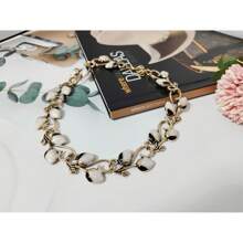 1pc Fashionable Luxurious High-End Flower Stem Chain Necklace - Multicolor - View 1