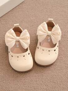 2025 Spring Kids Shoes Cute Bowknot Princess Shoes, Fashion Versatile Girls Flats - Beige - View 4
