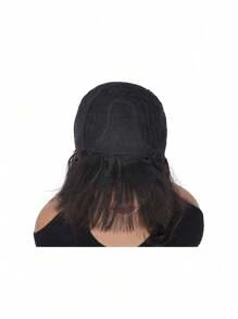 Krótki Bob Peruka Z Grzywką Włosy Ludzkie Bezklejowe 180% Gęstość Luźne Fale Ulepszone 2x3 Realistyczne Peruki Koronkowe Na Skórę Głowy Naturalna Czarna Peruka Bob Włosy Ludzkie Z Grzywką Dla Kobiet - Czarne - Zobacz 6