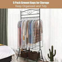 5 Pack 60" All Clear Garment Bags For Hanging Clothes Storage, 10" Gusseted Large Capacity Garment Rack Cover, Large Hanging Clothing Bag For Dress Gowns, Coats, Suit, Down Jacket - 5 Pack 60" - View 7