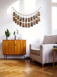 1 件波西米亚风格木珠悬挂相框，带 18 个夹子，适合宿舍、教室、卧室、家庭办公室装饰，非常适合情人节、新年装饰，130 厘米/43.3 英寸 - 彩色 - 查看 3