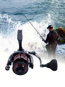 GOTURE 1pc Spinning Fishing Reel Light Weight High-Speed Gear Ratio Stainless BB And CNC Aluminum Spool For Freshwater And Saltwater Fishing - Black - View 7