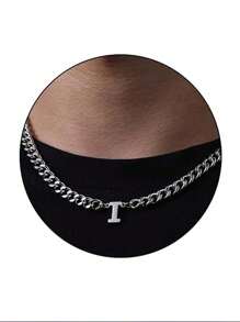 1pc Stainless Steel 26 Letter Fashion Pendant Necklace, Suitable For Daily Wear, Gift For Boyfriend/Girlfriend, Couples