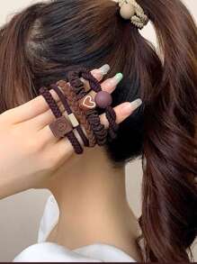 10pcs/5pcs Multicolor High Elasticity Hair Ties, Damage-Free, Suitable For High Ponytails, Long-Lasting,Hair Accessories,Hair Rope, Hair Bobbles