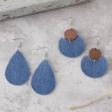 1 Pair Western Ombre Cowboy Style Pendant Earrings, Unique Heart & Water Drop Design Earrings, Versatile For Daily Wear Valentines