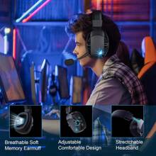Acinaci Wireless Gaming Headset With Detachable Noise-Proof Microphone, 2.4G Bluetooth - USB - 3.5mm Wired Jack 3 Modes Wireless Gaming Headphones For PC, Switch, Phone, Tablet
