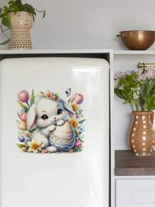 1 件复活节兔子和鸡蛋墙贴 - 防水乙烯基贴纸，适用于汽车、卡车、摩托车、笔记本电脑、瓶子和墙壁，适合妈妈、情侣、女孩，适合家人、朋友和孩子的节日复活节家居装饰礼物