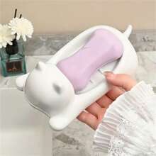 1pc Cat-Shaped Plastic Soap Dish, Oval Tabletop Decor Soap Drain Holder For Bathroom Sink, Multipurpose Soap Storage Rack, Ideal Gift For Soap Storage