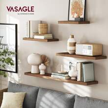 VASAGLE Étagère Murale pour Livres, Photos, décoration, Flottante, 40 x 20 x 3,8 cm, Panneau DM, pour Bureau, Salon, Cuisine, Couloir, Chambre, Salle de Bain - Bordeaux - Voir 3