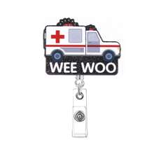 1pc Creative Cartoon Ambulance Worm Motion Retractable Badge Reel, Rotatable Easy-Pull Clip Suitable For Doctor Nurse Work Wear, Daily Use Backpack Pendant Badge, Gift - Black and White - View 6