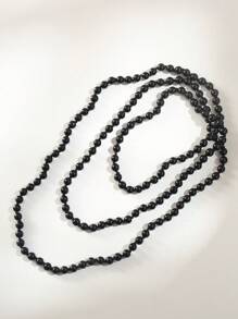 1pc Women's Fashionable & Elegant Boho Style Double Layer Versatile Casual Long Sweater Chain - Black - View 3