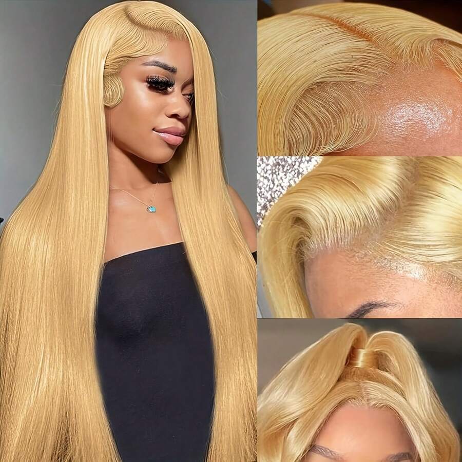 30 Inch Honey Blonde Wig Human Hair 13x6 Straight Honey Blonde HD Lace Front Human Hair Wig 180% Density Colored Wigs Human Hair 27# Glueless Lace Frontal Wigs