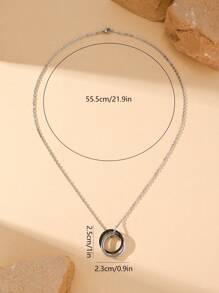 1件永恒之爱时尚双环镶嵌锆石吊坠项链，男士情人节礼物 - 彩色 - 查看 4