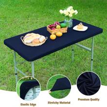 1pc Rectangle Half-Covered Tablecloth, Polyester Washable Wrinkle-Resistant Fitted Table Cover, Suitable For Indoor/Outdoor, Holiday Party, Dining, Banquet - Multicolor - View 14