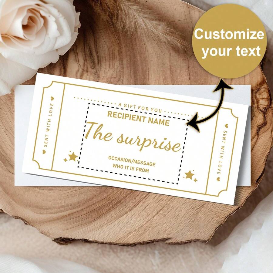 1pc Customized Gift Voucher, Personalized Creative Surprise Travel Coupon, Holiday Reveal, Boarding Pass, Holiday Coupon, Birthday Surprise Ticket,Back To School,School Supplies