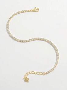 Vaerine 1pc Luxurious, Sparkling, Elegant, Generous, Fashion 925 Sterling Silver Cubic Zirconia Square Arrangement Multicolor Decorative Bracelet For Women, Suitable For Dating, Party, Banquet, Daily Wear To Showcase Charm, Ideal Gift - Gold - View 4