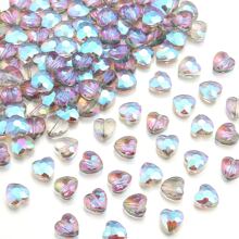 24pcs 8mm Iridescent Glass Crystal Heart-Shaped Beads, Faceted Heart Loose Beads For Necklace, Bracelet, DIY Jewelry Craft, Clothing And Gift Accessory