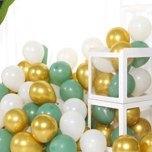 30 个 5 英寸金色和白色乳胶气球套装，新娘送礼会，生日，热带丛林主题婚礼，单身派对，订婚，圆形乳胶气球，持久，生日派对装饰品 - 彩色 - 查看 3